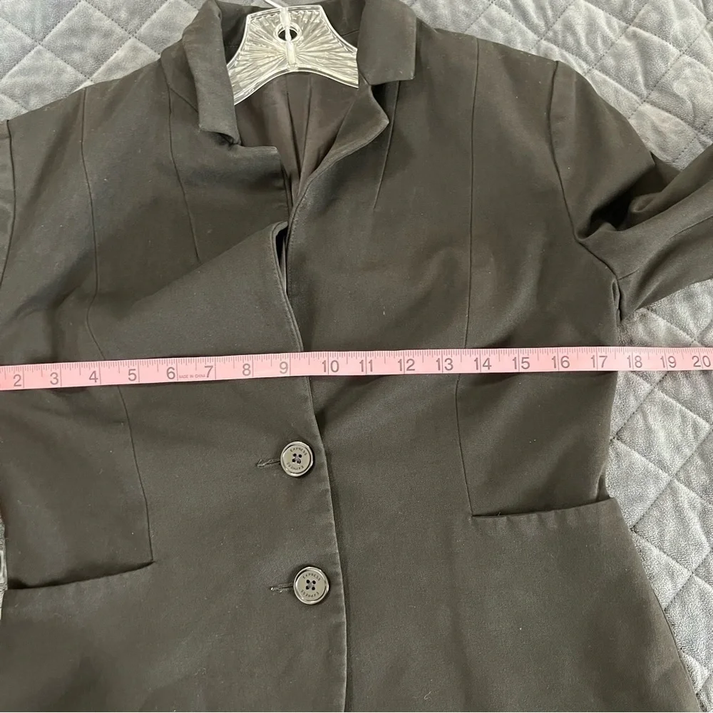 Express Blazer Jacket Women Size 6 Black Button 3/4 Ruched Sleeve Coat  R